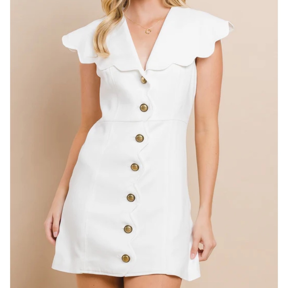 Scalloped White Mini Dress